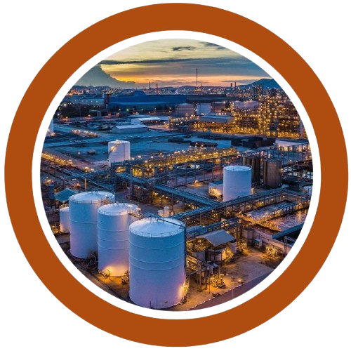 Aerial view of an industrial and energy facility in Bangladesh at dusk