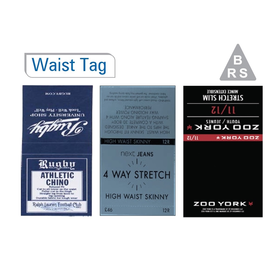 Waist Tags and Labels for Clothing